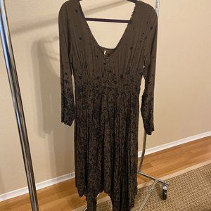 Free People Floral Army Green Midi Dress